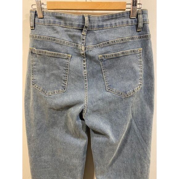 DEAT Hollow Cut Out Stretch Straight High Waist Wide Leg Denim Jeans Womens 8 - Picture 14 of 14